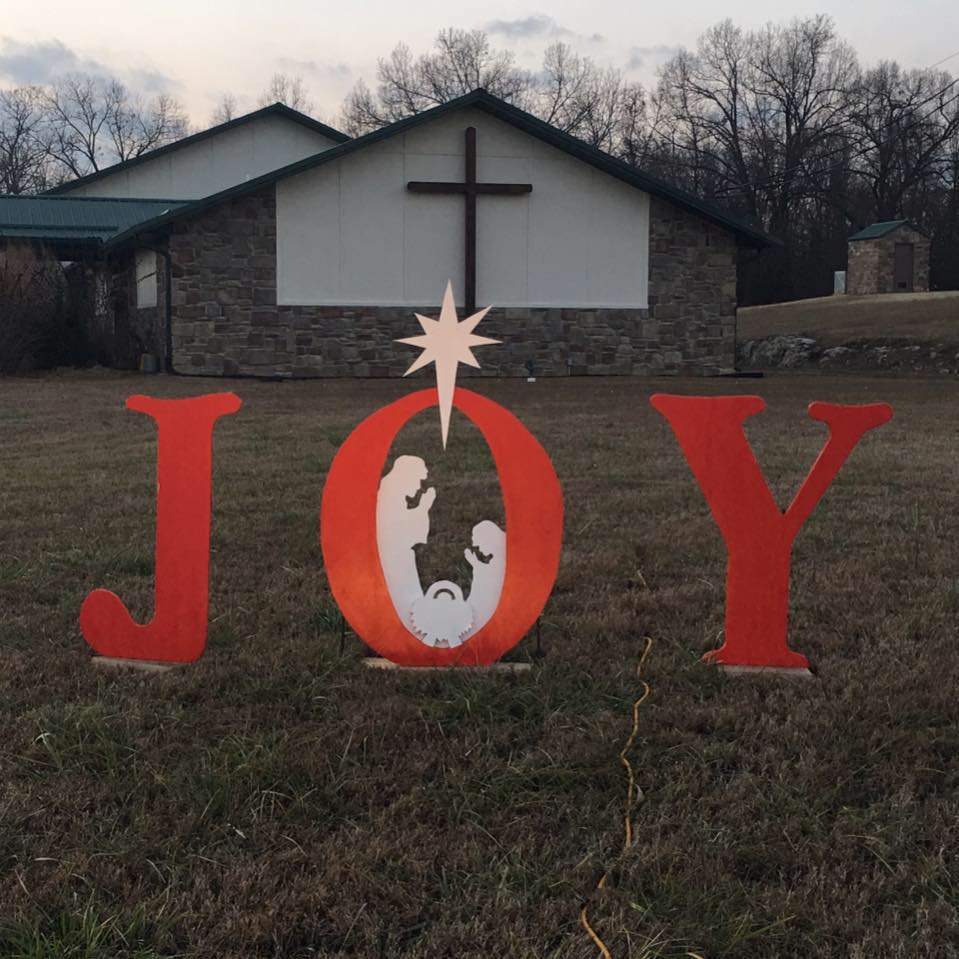 Christmas Joy Decorations Outside Church Building